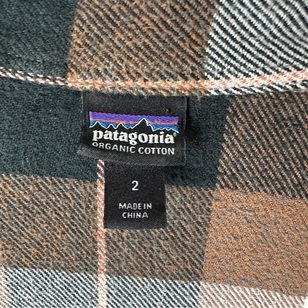 Patagonia Fjord Brown Button Down flannel long sleeve organic cotton shirt sz 2 - Picture 5 of 11